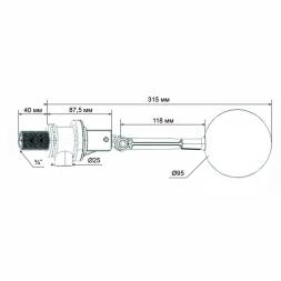 Поплавковый клапан G3/4 пластик шар, L= 315 мм